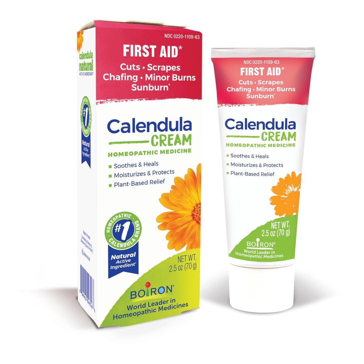 Boiron Calendula Creme für Erste Hilfe – bei leichten Verbrennungen, Schnittwunden, Schürfwunden, Insektenstichen und Sonnenbrand – 2,5 Unzen