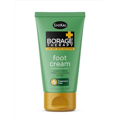 ShiKai Borage Therapy Fußcreme (4,2 oz) | Duftfreie Feuchtigkeitslotion | Heilende Pflege für trockene, rissige Fersen | Mit Borretschsamenöl