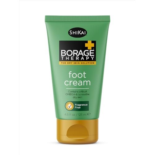 ShiKai Borage Therapy Fußcreme (4,2 oz) | Duftfreie Feuchtigkeitslotion | Heilende Pflege für trockene, rissige Fersen | Mit Borretschsamenöl