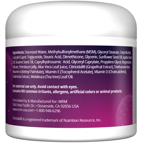 MRM MSM Creme mit Vitamin A & D – Topische MSM Feuchtigkeitscreme für Hautgesundheit und Gelenkkomfort, Hände, Füße, Narbenunterstützung & Wohlbefinden – 118 ml