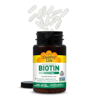 Country Life Hochdosiertes Biotin Vegan Kapseln 5 mg, 60 Stück