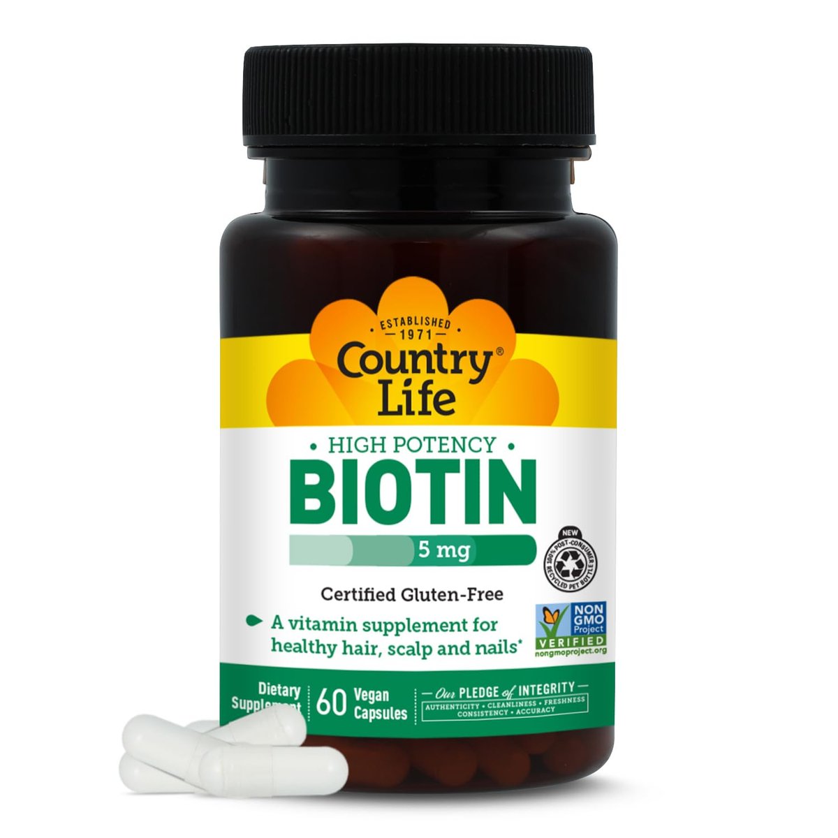 Country Life Hochdosiertes Biotin Vegan Kapseln 5 mg, 60 Stück