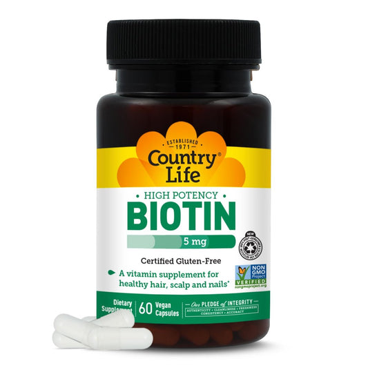 Country Life Hochdosiertes Biotin Vegan Kapseln 5 mg, 60 Stück