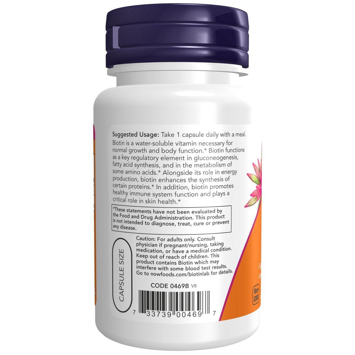 NOW Foods Biotin 1.000 mcg – 100 Kapseln für den Energiestoffwechsel und die Unterstützung des Aminosäurestoffwechsels