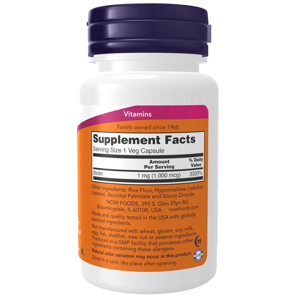 NOW Foods Biotin 1.000 mcg – 100 Kapseln für den Energiestoffwechsel und die Unterstützung des Aminosäurestoffwechsels