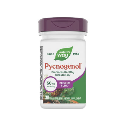 Nature's Way Pycnogenol Premium Blend – 50 mg pro Portion, 30 vegane Tabletten – Unterstützt gesunde Durchblutung und Antioxidantienschutz