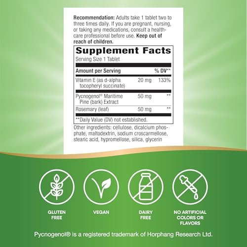 Nature's Way Pycnogenol Premium Blend – 50 mg pro Portion, 30 vegane Tabletten – Unterstützt gesunde Durchblutung und Antioxidantienschutz