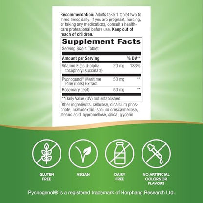 Nature's Way Pycnogenol Premium Blend – 50 mg pro Portion, 30 vegane Tabletten – Unterstützt gesunde Durchblutung und Antioxidantienschutz