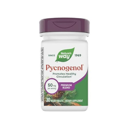 Nature's Way Pycnogenol Premium Blend – 50 mg pro Portion, 30 vegane Tabletten – Unterstützt gesunde Durchblutung und Antioxidantienschutz