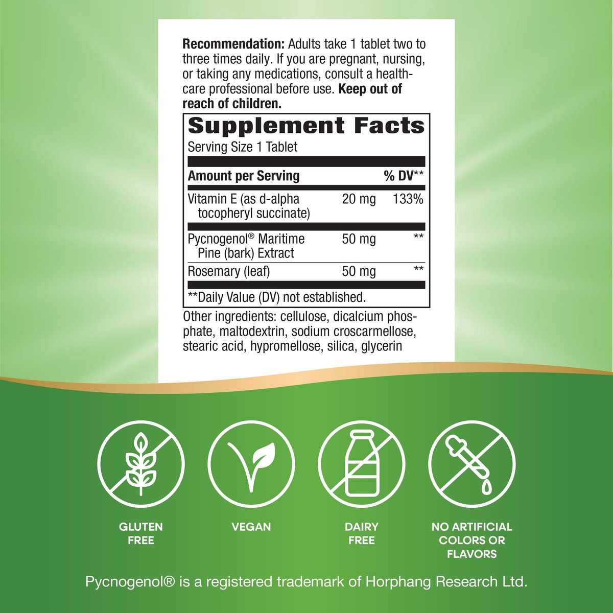Nature's Way Pycnogenol Premium Blend – 50 mg pro Portion, 30 vegane Tabletten – Unterstützt gesunde Durchblutung und Antioxidantienschutz