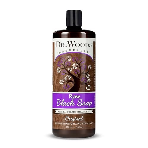 Dr. Woods Schwarze Rohseife flüssig mit Bio Sheabutter – 946 ml – Sanftes Peeling & natürliche Reinigung für Gesicht, Hände und Körper