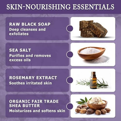 Dr. Woods Schwarze Rohseife flüssig mit Bio Sheabutter – 946 ml – Sanftes Peeling & natürliche Reinigung für Gesicht, Hände und Körper