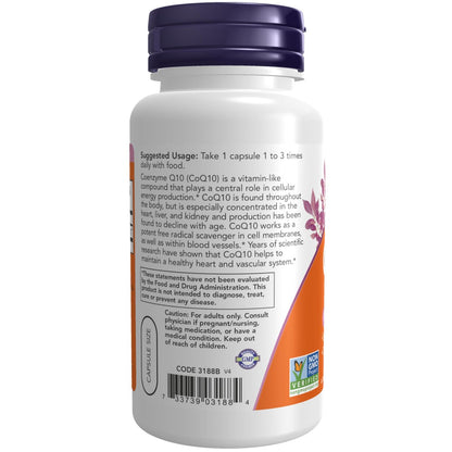 NOW Foods CoQ10 30 mg, pharmazeutische Qualität, all-trans Form, fermentiert, 120 vegane Kapseln