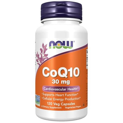 NOW Foods CoQ10 30 mg, pharmazeutische Qualität, all-trans Form, fermentiert, 120 vegane Kapseln