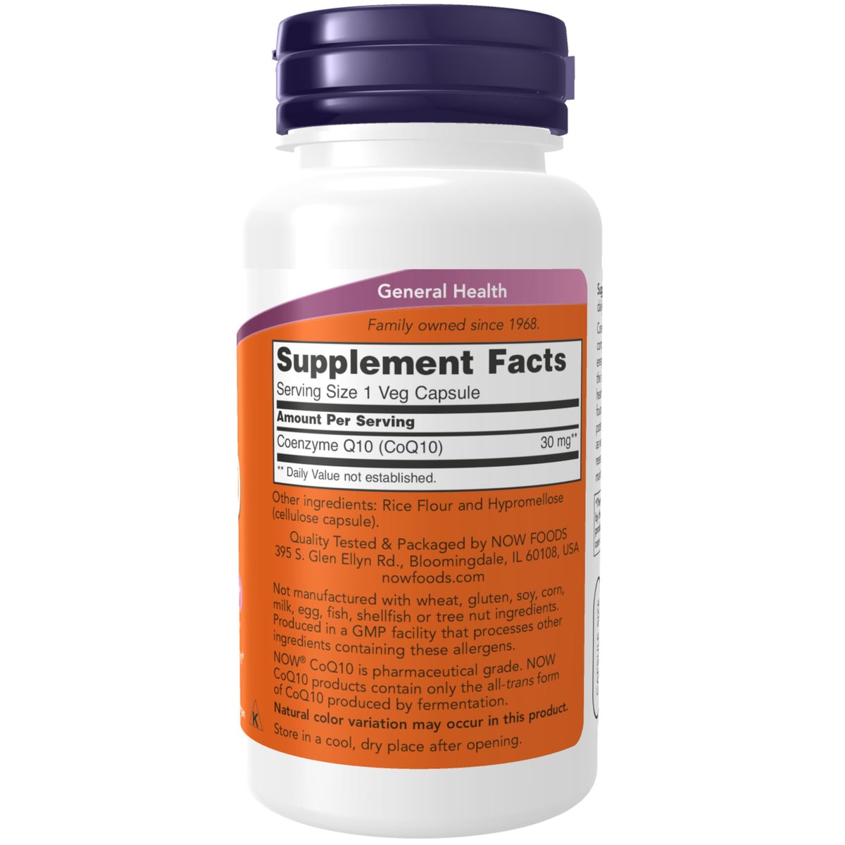 NOW Foods CoQ10 30 mg, pharmazeutische Qualität, all-trans Form, fermentiert, 120 vegane Kapseln