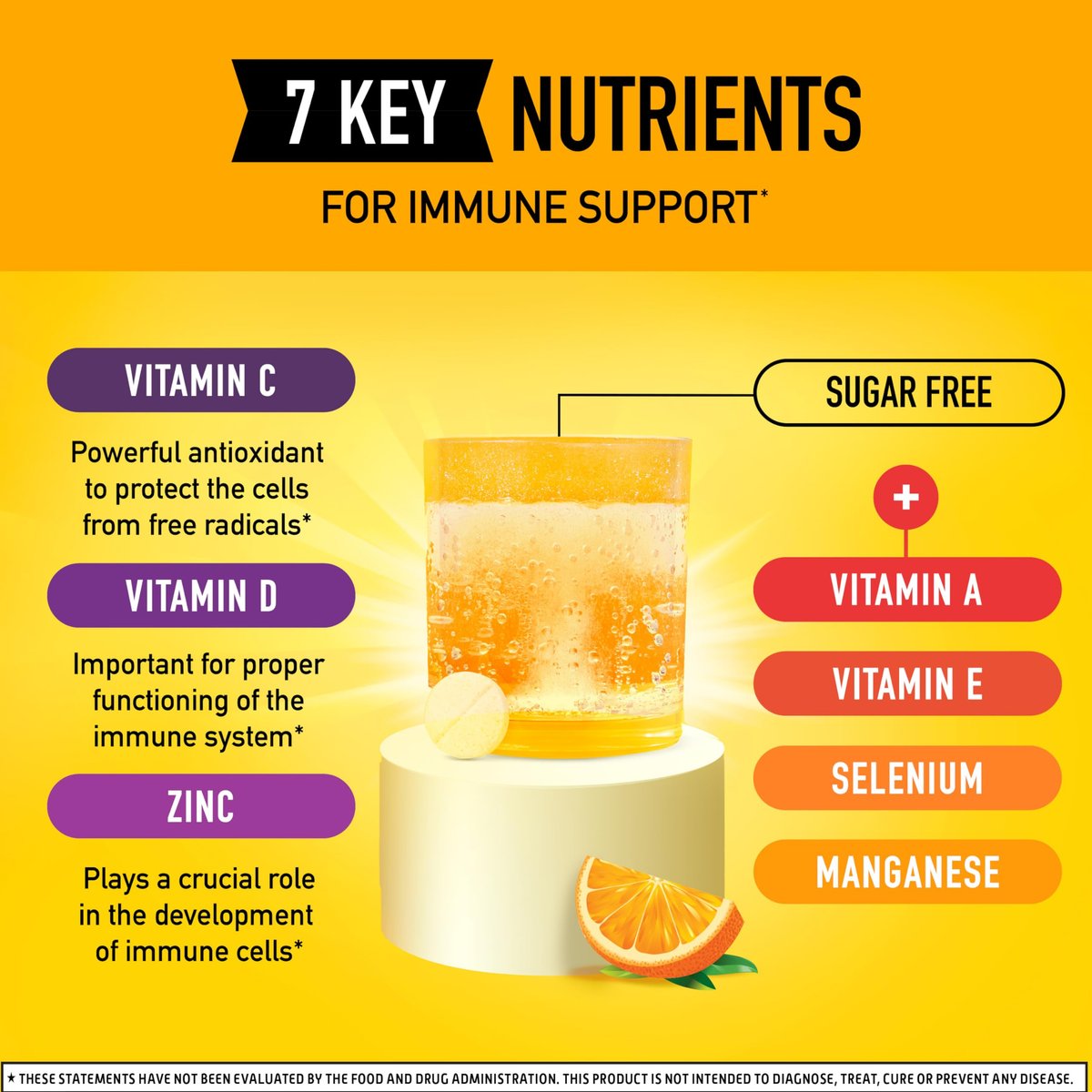 Airborne Immunsystem Unterstützung Brausetabletten, Zitrus-Orangen-Geschmack - 30 Stück mit 1000 mg Vitamin C + Vitamin A, D, E, Zink, Selen, Mangan & Kräutermischung - Zuckerfrei, Glutenfrei