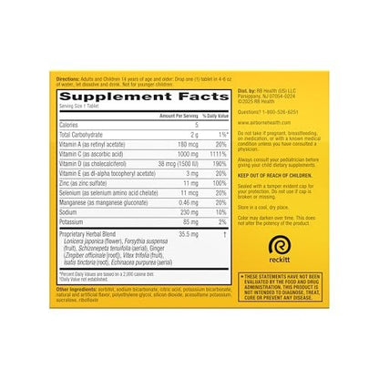 Airborne Immunsystem Unterstützung Brausetabletten, Zitrus-Orangen-Geschmack - 30 Stück mit 1000 mg Vitamin C + Vitamin A, D, E, Zink, Selen, Mangan & Kräutermischung - Zuckerfrei, Glutenfrei
