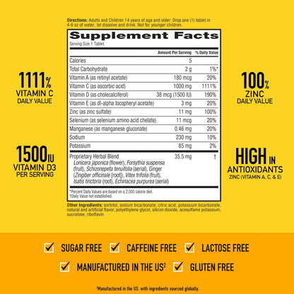 Airborne Immunsystem Unterstützung Brausetabletten, Zitrus-Orangen-Geschmack - 30 Stück mit 1000 mg Vitamin C + Vitamin A, D, E, Zink, Selen, Mangan & Kräutermischung - Zuckerfrei, Glutenfrei