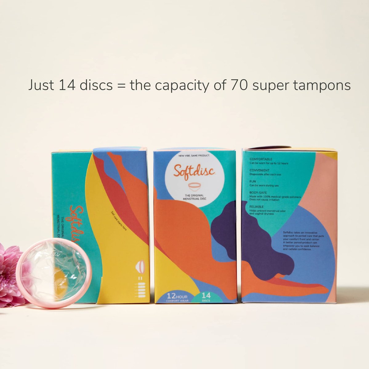 Softdisc Menstrual Discs | Einweg-Periode-Discs | Alternative zu Tampons, Binden und Menstruationstassen | Kapazität von 3 Super-Tampons | 14 Stück