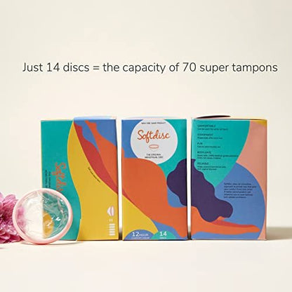 Softdisc Menstrual Discs | Einweg-Periode-Discs | Alternative zu Tampons, Binden und Menstruationstassen | Kapazität von 3 Super-Tampons | 14 Stück