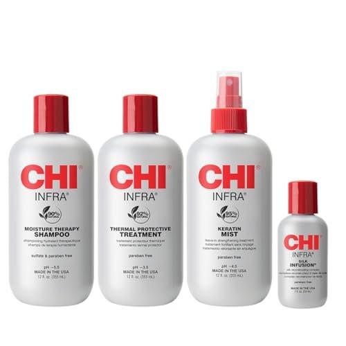 CHI Home Stylist Kit – 4-teiliges Haarpflegeset mit Shampoo, Treatment, Keratin Mist & Silk Infusion, sulfatfrei, parabenfrei, tierversuchsfrei