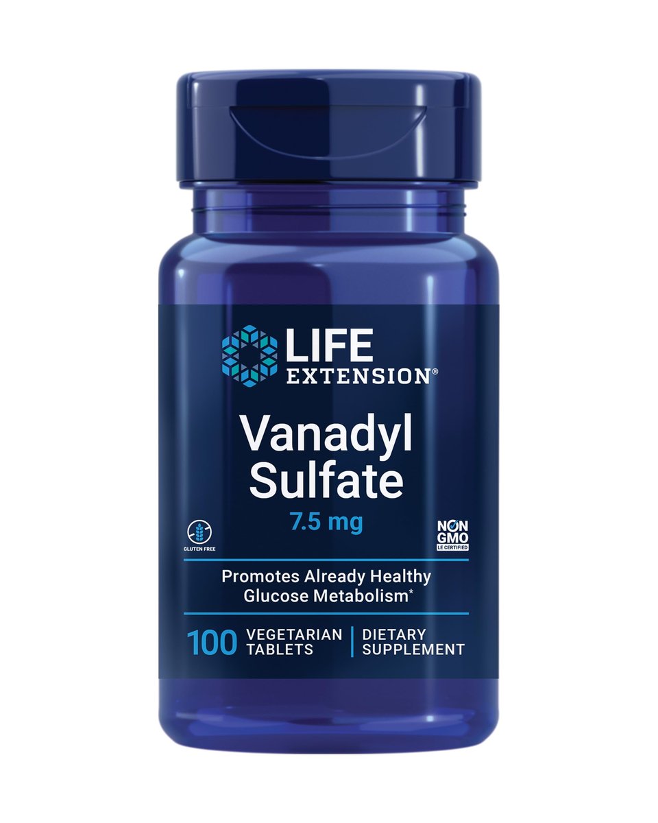 Life Extension Vanadylsulfat – Spurenelement Vanadium für gesunden Blutzucker, Stoffwechsel und Hormonfunktion – 100 Tabletten, glutenfrei, nicht-GVO, vegetarisch