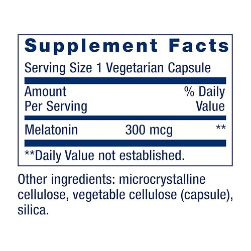 Life Extension Melatonin 300 mcg – Sanfte Schlafunterstützung, Gesunder zirkadianer Rhythmus, Zelluläre Abwehr, Glutenfrei, Nicht-GVO, Vegetarisch, 100 Kapseln