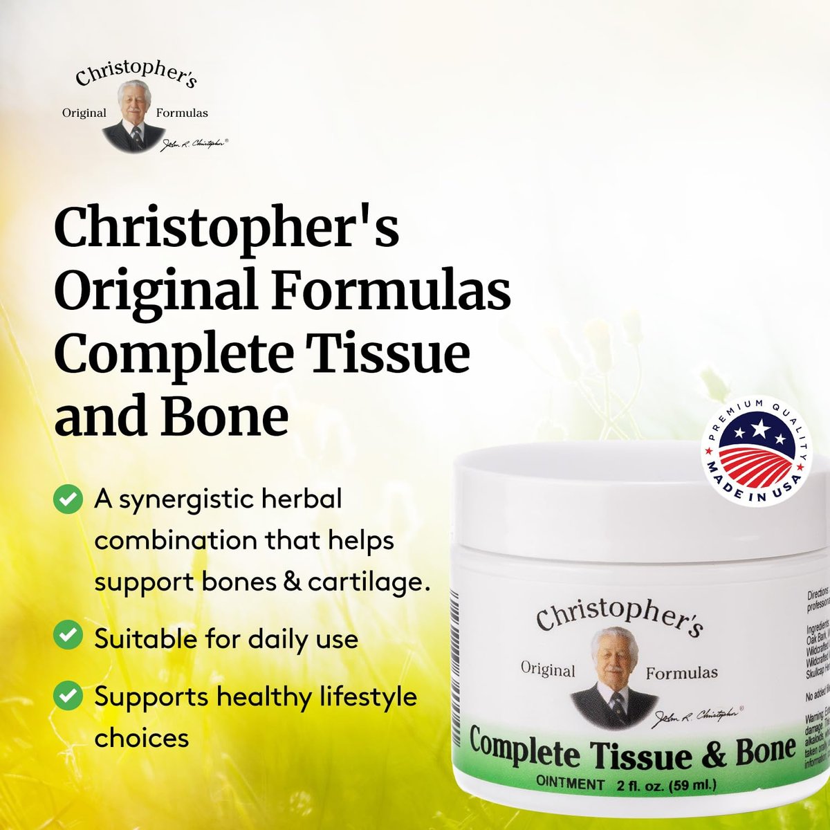 Christopher's Original Formulas Complete Tissue & Bone Ointment, Kräutermischung für Haut & Bindegewebe, 60-g-Glas