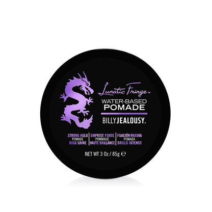Billy Jealousy Lunatic Fringe Water-Based Pomade für Männer – Starker Halt, Hoher Glanz, Wasserlöslich und Vegan – Ideal für mittellanges bis langes, dickes Haar – 85 g
