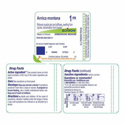 Boiron Arnica Montana 1M bei Muskelkater, Steifheit, Schwellungen durch Verletzungen und Prellungen – 80 Kügelchen