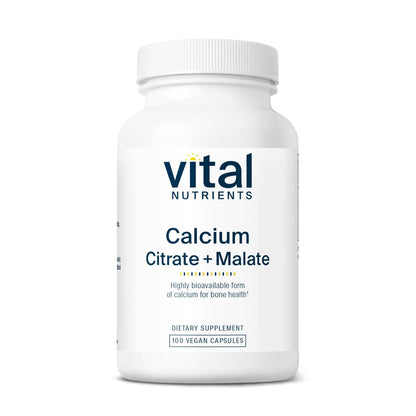 Vital Nutrients Calcium (Citrat/Malat) – Hoch bioverfügbares Calcium – 100 vegane Kapseln – 150 mg
