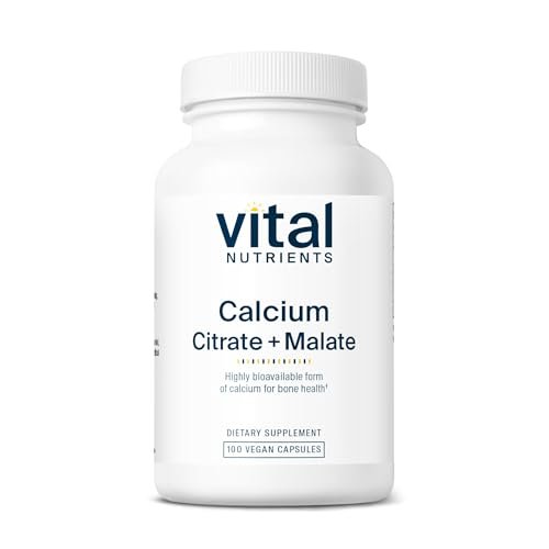 Vital Nutrients Calcium (Citrat/Malat) – Hoch bioverfügbares Calcium – 100 vegane Kapseln – 150 mg
