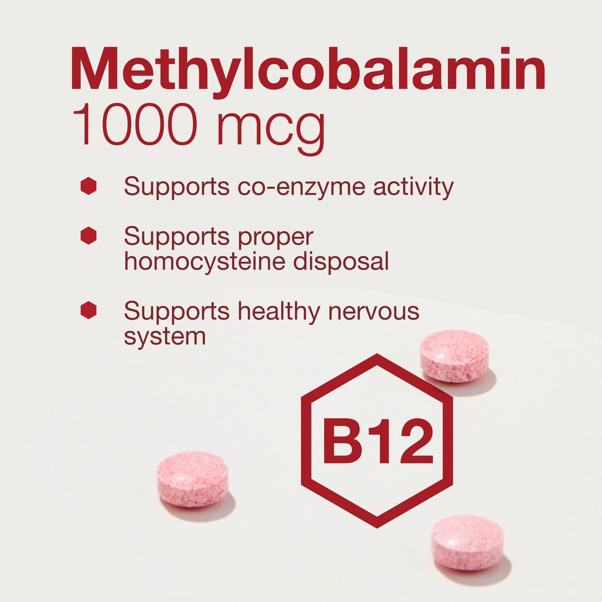 PROTOCOL FOR LIFE BALANCE Methyl B12 1.000 mcg – Vitamin B12 für Homocystein-Stoffwechsel – Unterstützt Gehirngesundheit & Nervensystem – Koscher, Halal & Vegan – 100 Lutschtabletten