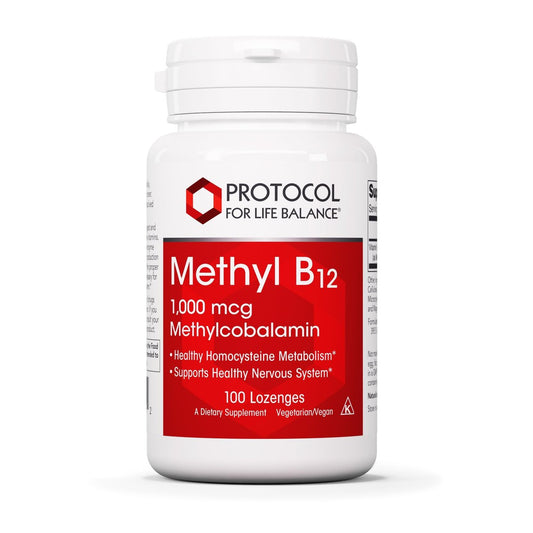 PROTOCOL FOR LIFE BALANCE Methyl B12 1.000 mcg – Vitamin B12 für Homocystein-Stoffwechsel – Unterstützt Gehirngesundheit & Nervensystem – Koscher, Halal & Vegan – 100 Lutschtabletten