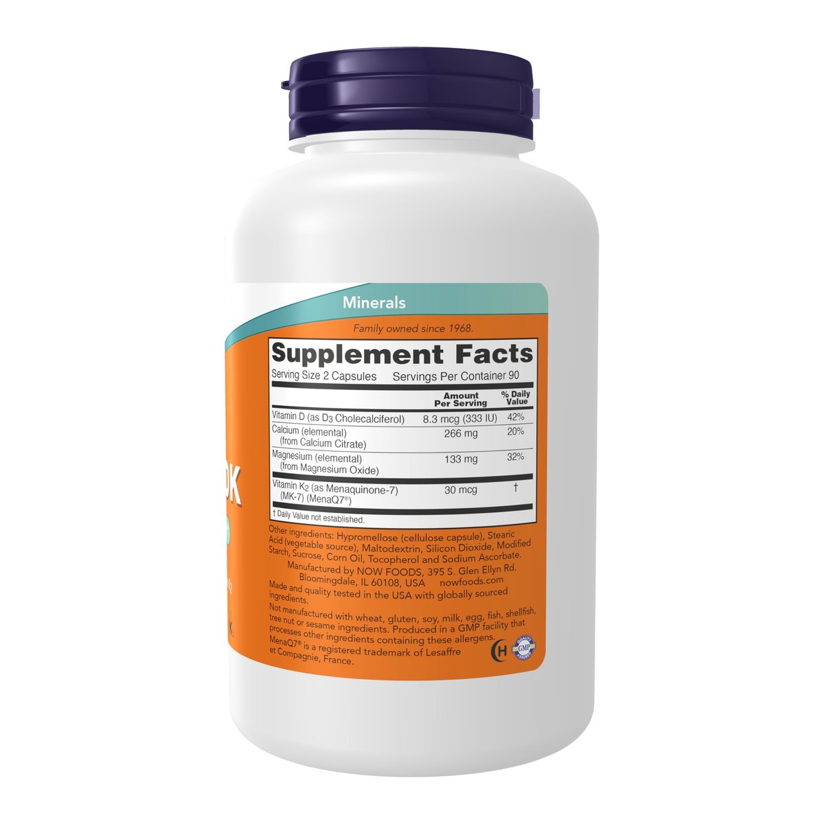 NOW Foods Cal-Mag DK mit Vitamin D-3 und Vitamin K-2, 180 Kapseln – Kalzium- und Magnesiumpräparat für starke Knochen*