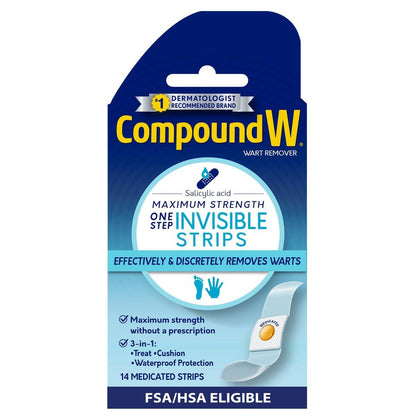 Compound W Maximum Strength One Step Invisible Warzenentferner-Streifen, 14 Stück