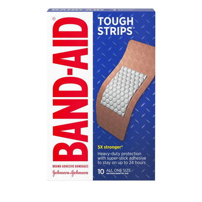 BAND-AID Tough Strips Pflaster – Extra Large, 10 Stück, strapazierfähige Stoffpflaster für zuverlässigen Schutz und Komfort bei Schnitt- und Schürfwunden