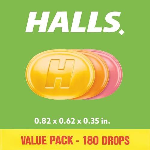 HALLS Defense Assorted Citrus Vitamin C Drops, 180er Pack – Immunstärkende Lutschbonbons mit Vitamin C