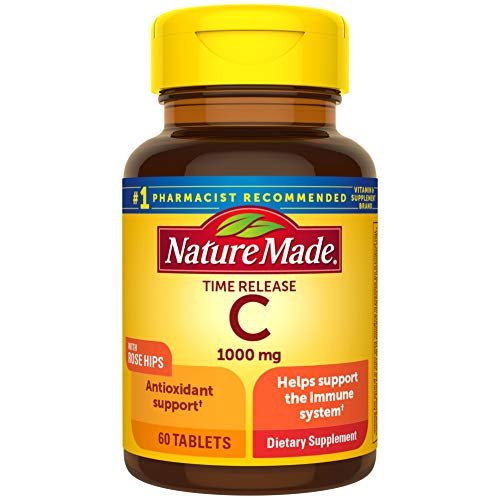 Nature Made Vitamin C 1000 mg Zeitfreisetzungstabletten mit Hagebutten, 60 Stück zur Unterstützung des Immunsystems