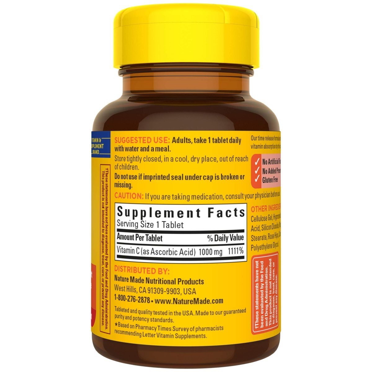 Nature Made Vitamin C 1000 mg Zeitfreisetzungstabletten mit Hagebutten, 60 Stück zur Unterstützung des Immunsystems