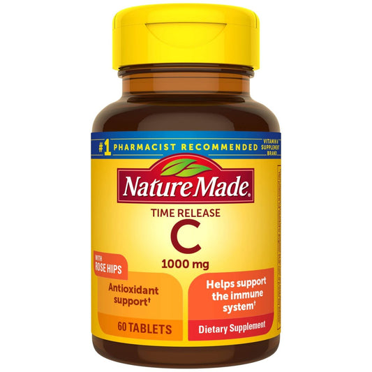 Nature Made Vitamin C 1000 mg Zeitfreisetzungstabletten mit Hagebutten, 60 Stück zur Unterstützung des Immunsystems