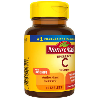 Nature Made Vitamin C 1000 mg Zeitfreisetzungstabletten mit Hagebutten, 60 Stück zur Unterstützung des Immunsystems