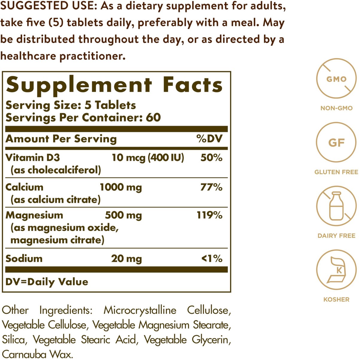 Solgar Calcium Magnesium mit Vitamin D3, 300 Tabletten – Fördert gesunde Knochen, unterstützt Nerven- und Muskelfunktion – Hoch absorbierbare Form – Non-GMO und glutenfrei – 60 Portionen