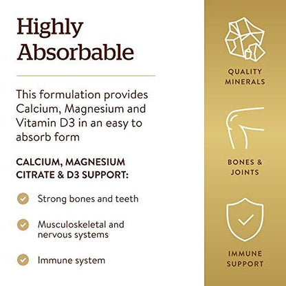 Solgar Calcium Magnesium mit Vitamin D3, 300 Tabletten – Fördert gesunde Knochen, unterstützt Nerven- und Muskelfunktion – Hoch absorbierbare Form – Non-GMO und glutenfrei – 60 Portionen