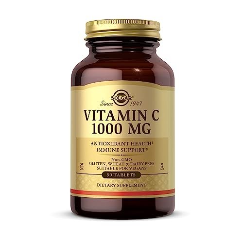 Solgar Vitamin C 1000 mg, 90 Tabletten – Antioxidans & Immununterstützung, gesunde Haut & Gelenke – mit Bioflavonoiden – Non-GMO, vegan, glutenfrei, koscher – 90 Portionen