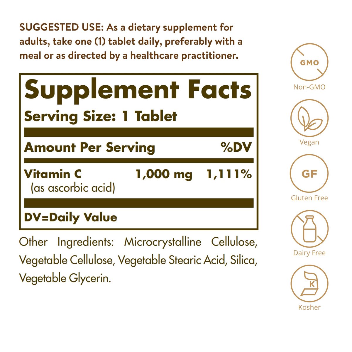 Solgar Vitamin C 1000 mg, 90 Tabletten – Antioxidans & Immununterstützung, gesunde Haut & Gelenke – mit Bioflavonoiden – Non-GMO, vegan, glutenfrei, koscher – 90 Portionen