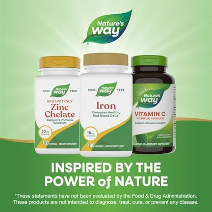 Nature's Way Eisen 18 mg aus Eisengluconat – 100 Kapseln zur Unterstützung gesunder roter Blutkörperchen*