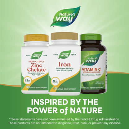 Nature's Way Eisen 18 mg aus Eisengluconat – 100 Kapseln zur Unterstützung gesunder roter Blutkörperchen*