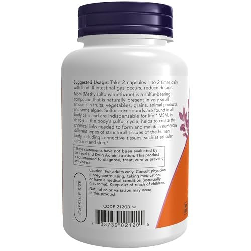NOW Foods MSM (Methylsulfonylmethan) 1.000 mg, Gelenkgesundheit*, 120 vegane Kapseln