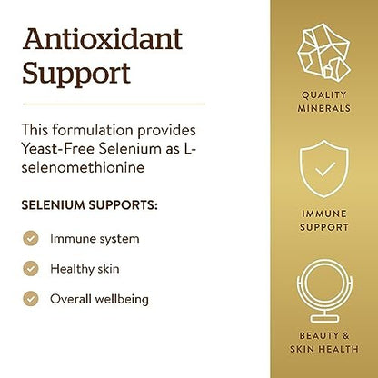 Solgar Hefefreies Selen 200 mcg, 250 Tabletten - Unterstützt Antioxidantien & Immunsystem - Nicht-GVO, Vegan, Glutenfrei, Laktosefrei, Koscher - 250 Portionen